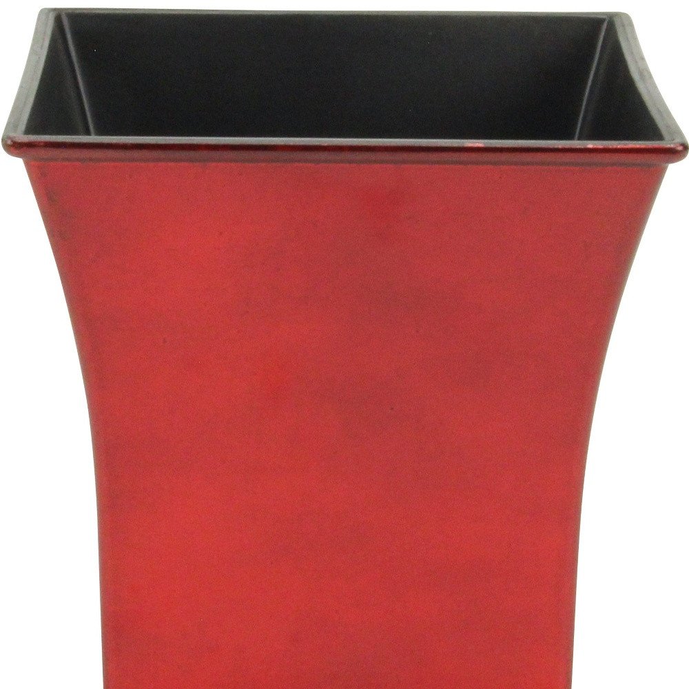 7" Red Recycled Plastic Indoor Outdoor Square Pot Planter - 7" H x 7.25" W x 7.25" D on a white background