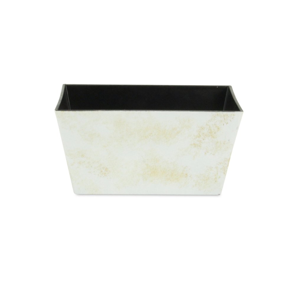 8" Cream Recycled Plastic Indoor Outdoor Rectangular Planter Box on a white background
