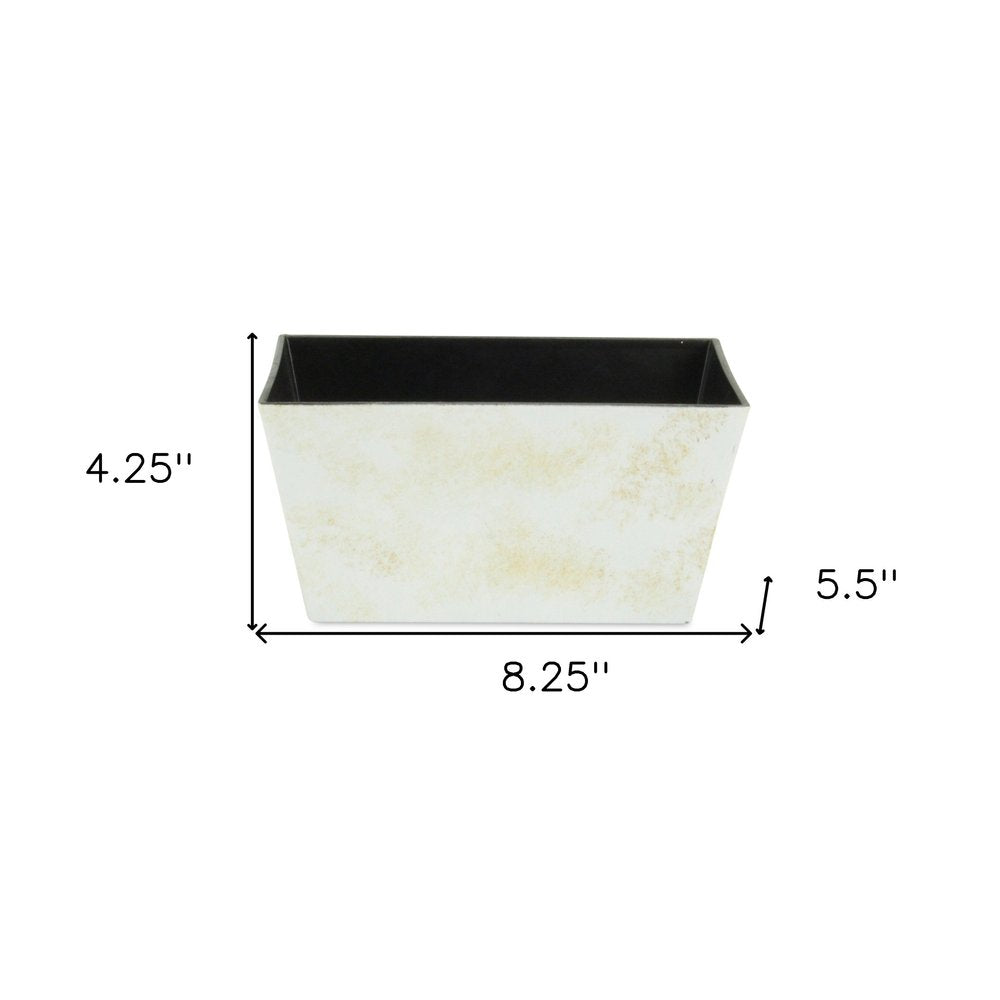 8" Cream Recycled Plastic Indoor Outdoor Rectangular Planter Box on a white background