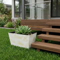 8" Cream Recycled Plastic Indoor Outdoor Rectangular Planter Box