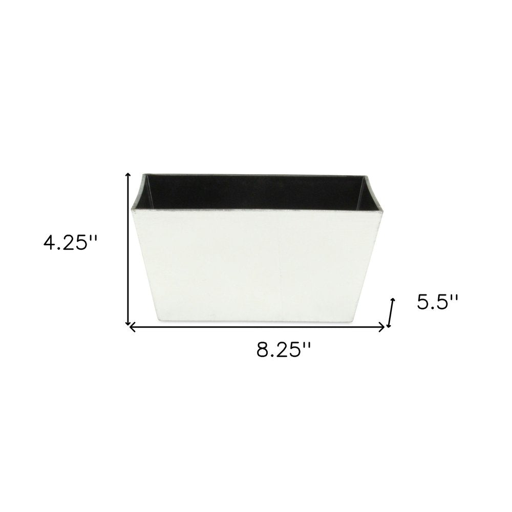 8" Silver Recycled Plastic Indoor Outdoor Rectangular Planter Box on a white background