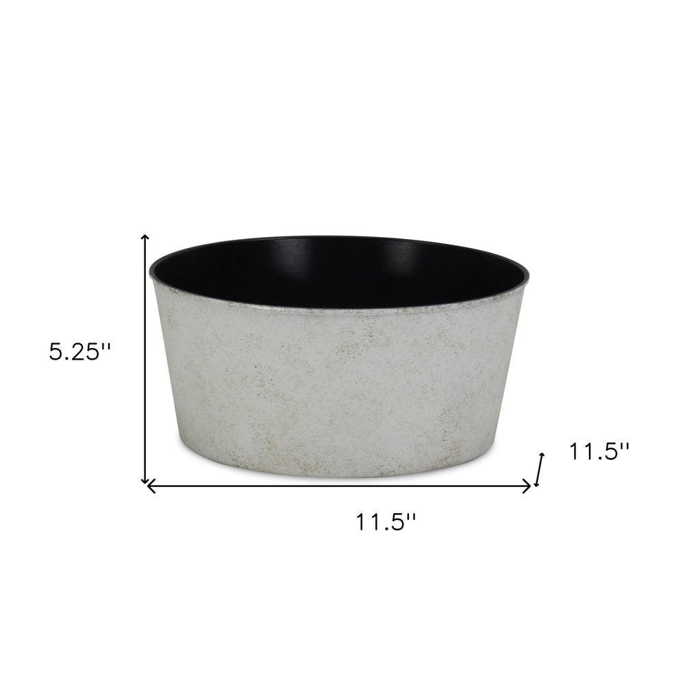12" Cream Recycled Plastic Indoor Outdoor Round Pot Planter. Outdoor planter isolated on a plain white background, showing a plastic surface.