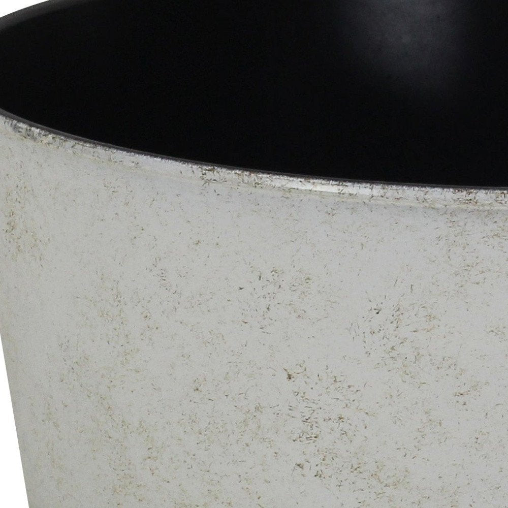 Detail view of 12" Cream Recycled Plastic Indoor Outdoor Round Pot Planter, filling the frame with the plastic texture.