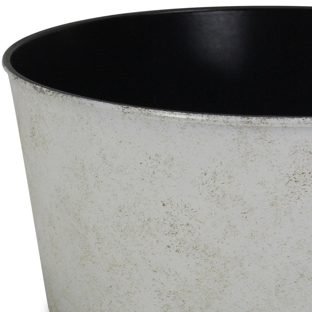 12" Cream Recycled Plastic Indoor Outdoor Round Pot Planter detail shot of the plastic finish.