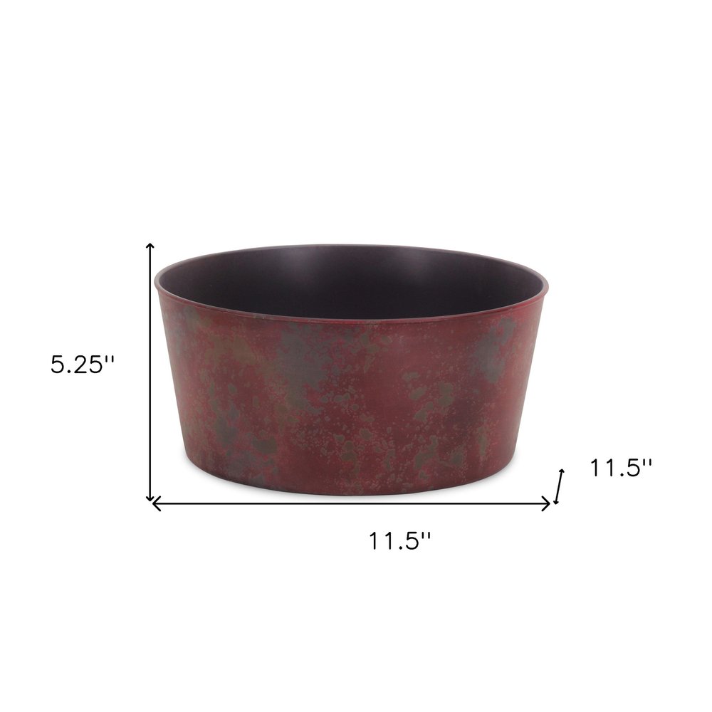 12" Red Recycled Plastic Indoor Outdoor Round Pot Planter - SKU 488306. Outdoor planter isolated on a plain white background, finished in red plastic.