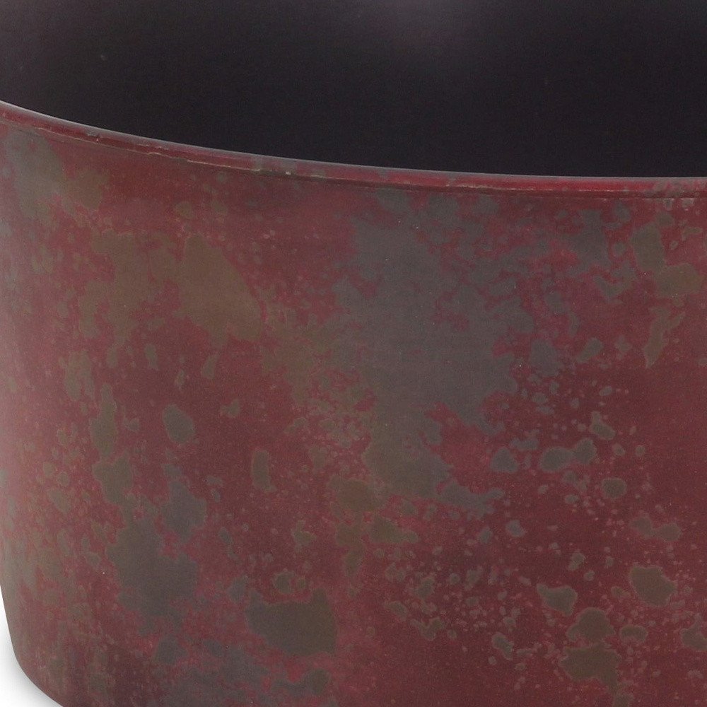 Detail view of 12" Red Recycled Plastic Indoor Outdoor Round Pot Planter - SKU 488306, filling the frame with the red plastic texture.