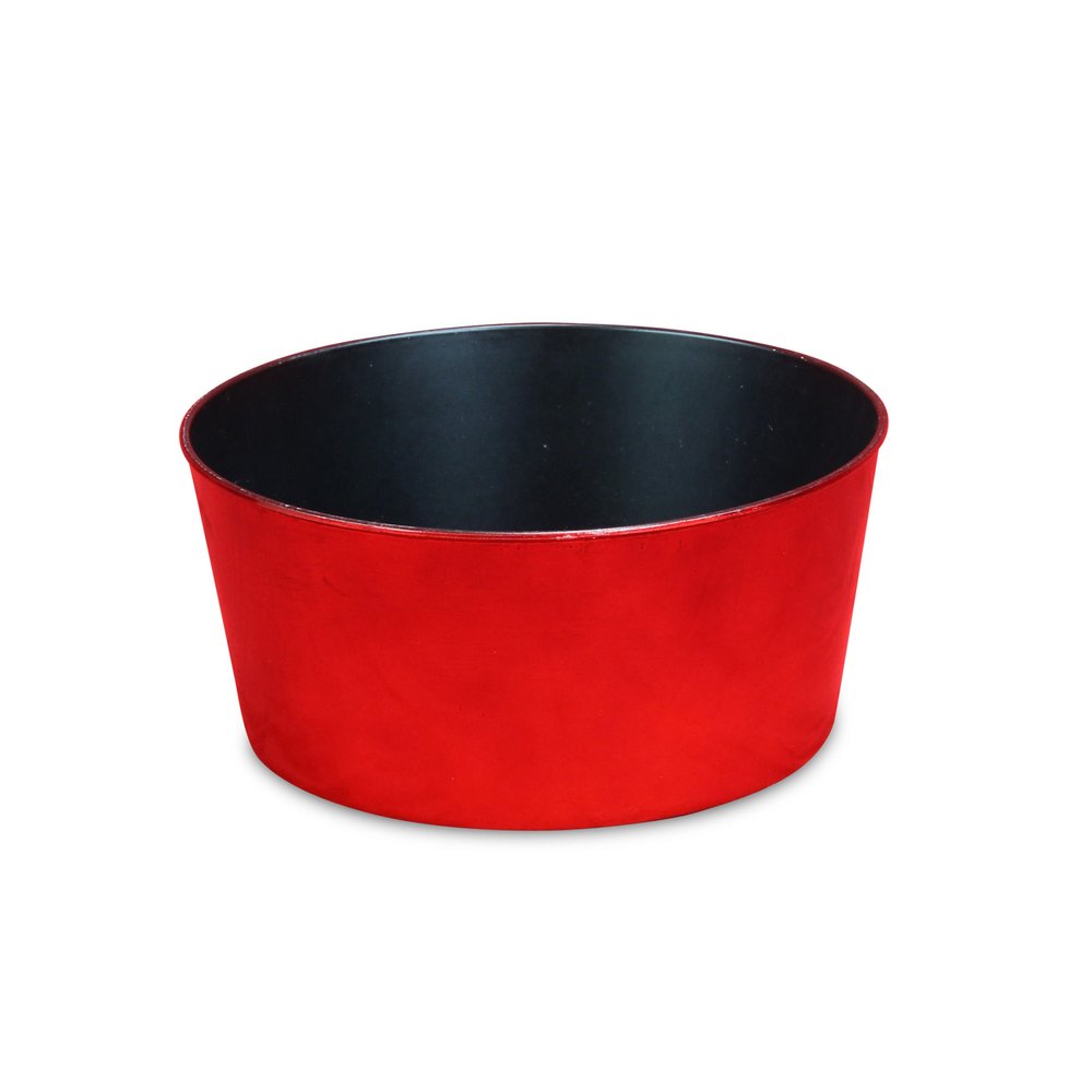 12" Red Recycled Plastic Indoor Outdoor Round Pot Planter - SKU 488307. Outdoor planter isolated on a plain white background, in a red plastic finish.