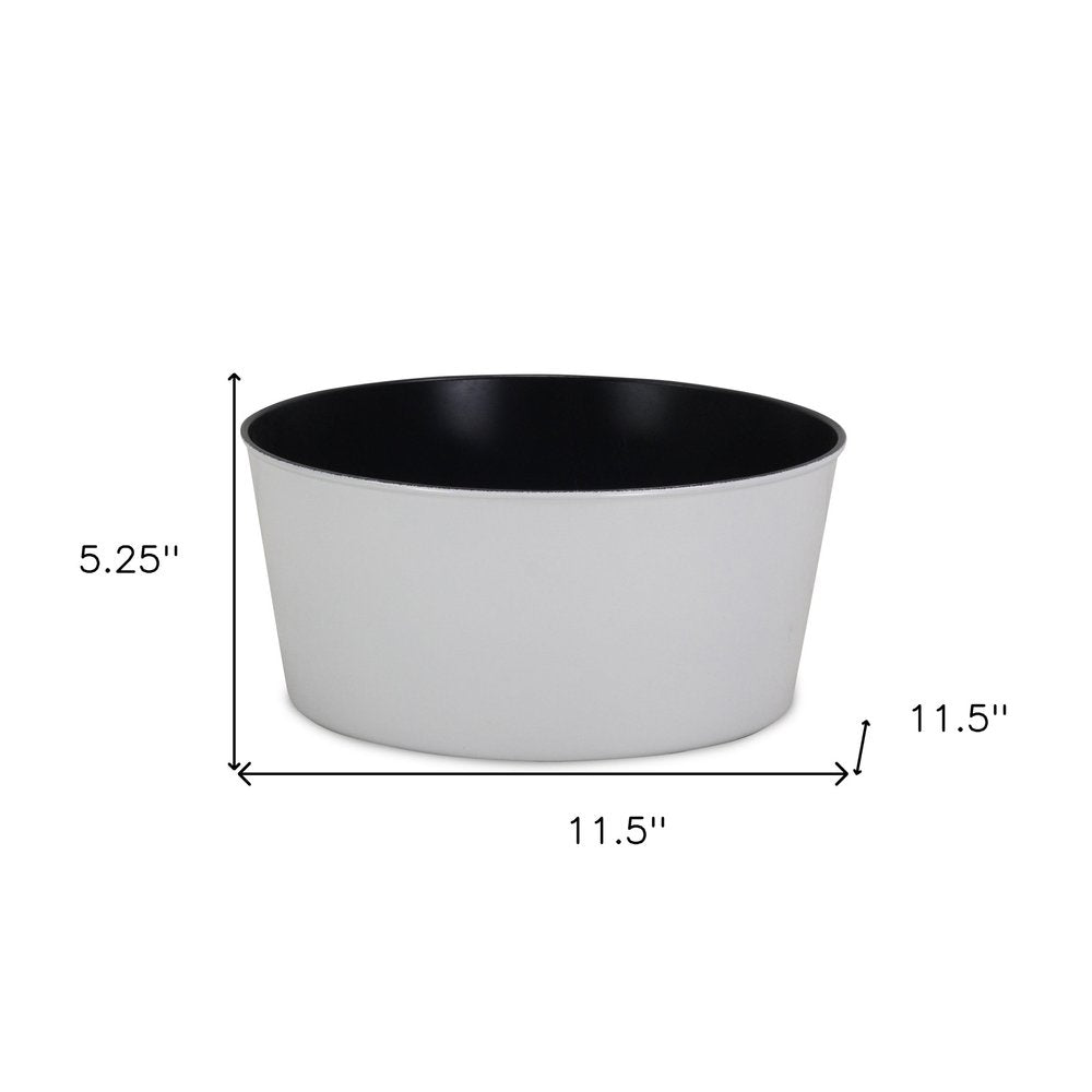 12" White Recycled Plastic Indoor Outdoor Round Pot Planter. Outdoor planter isolated on a plain white background, finished in white plastic.