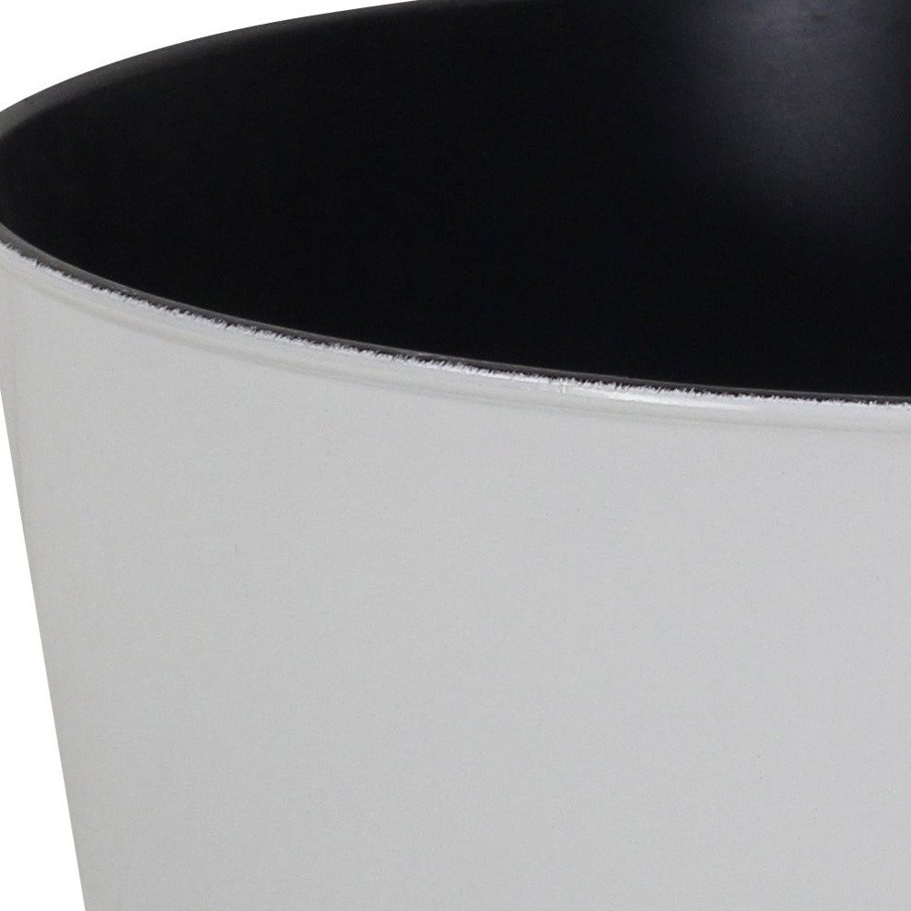 12" White Recycled Plastic Indoor Outdoor Round Pot Planter.