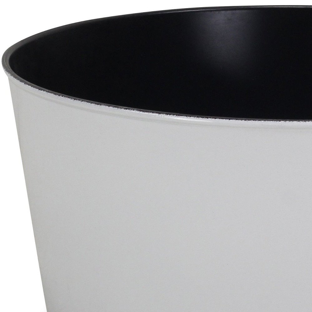 Close-up of 12" White Recycled Plastic Indoor Outdoor Round Pot Planter showing plastic detail.