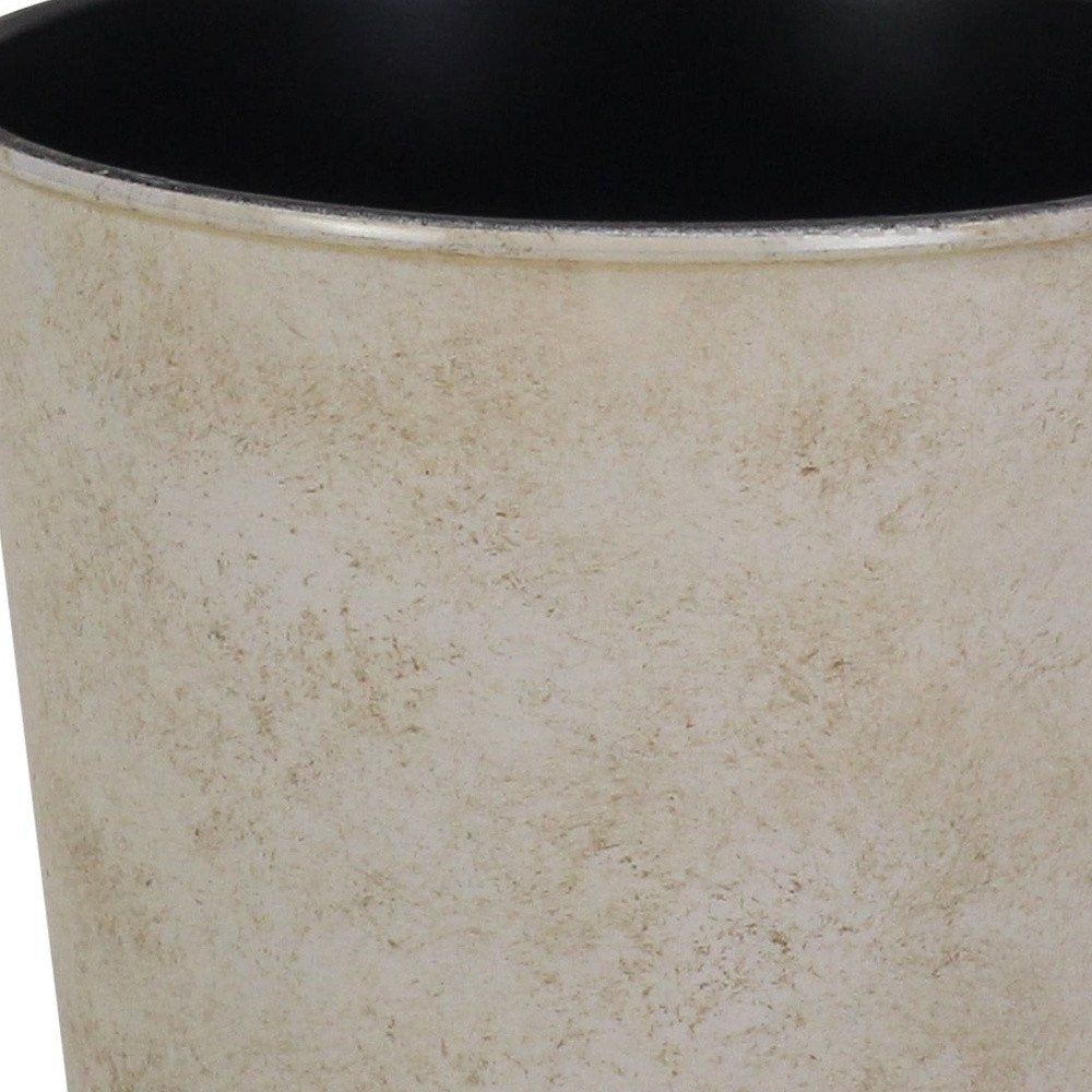 5" Cream Recycled Plastic Indoor Outdoor Round Pot Planter close-up highlighting the cream plastic surface.