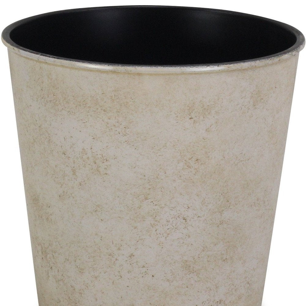 5" Cream Recycled Plastic Indoor Outdoor Round Pot Planter. Outdoor planter isolated on a plain white background, finished in cream plastic.