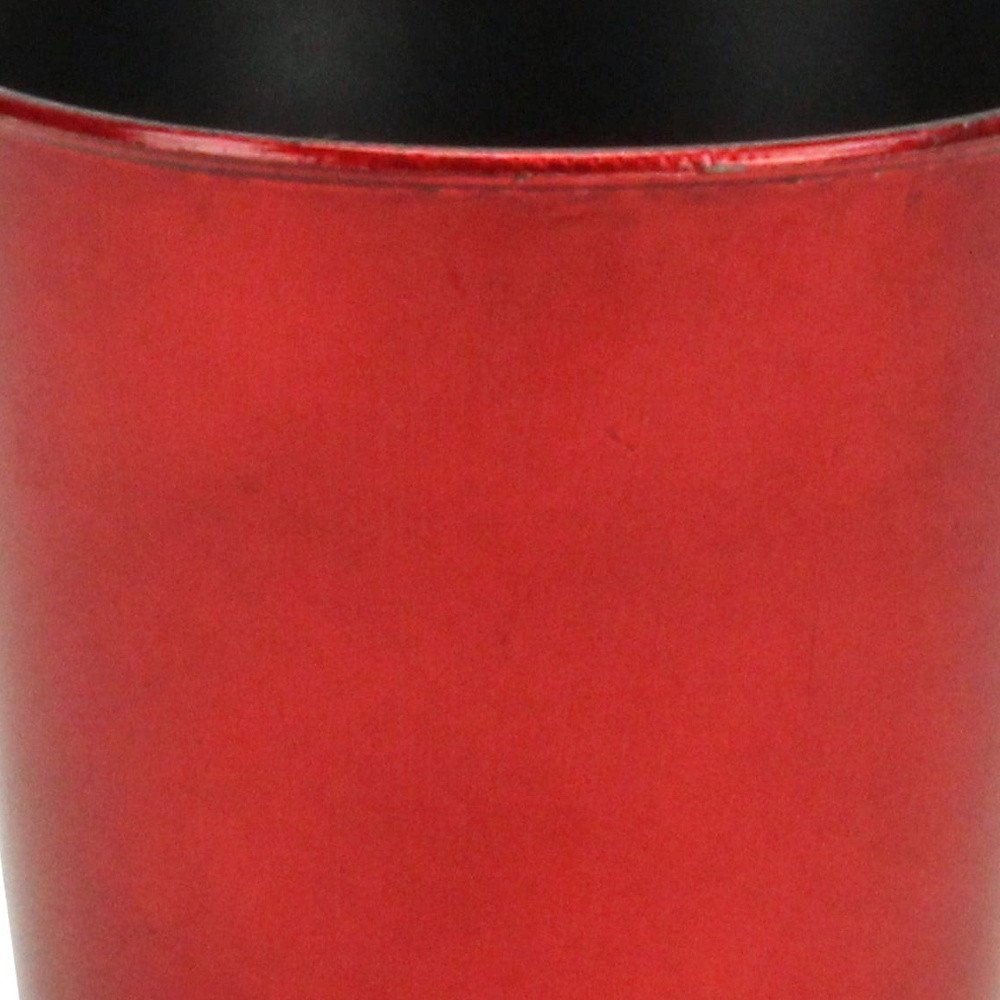 5" Red Recycled Plastic Indoor Outdoor Round Pot Planter shown in an interior setting.