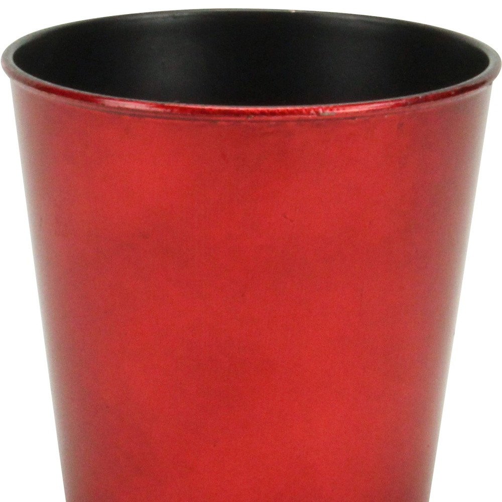 5" Red Recycled Plastic Indoor Outdoor Round Pot Planter. Outdoor planter isolated on a plain white background, showing a red plastic surface.