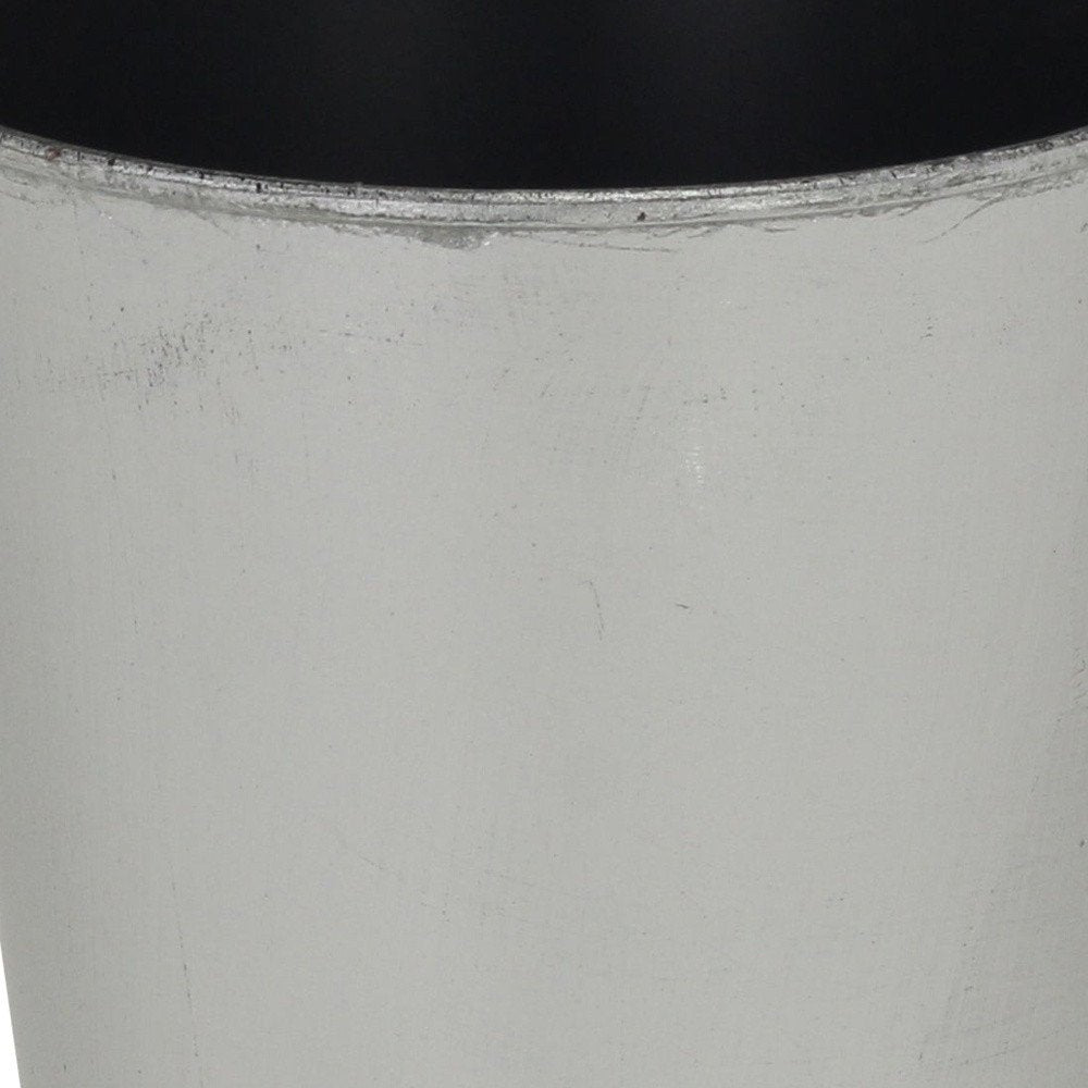 Close-up of 5" Silver Recycled Plastic Indoor Outdoor Round Pot Planter showing the silver plastic texture.