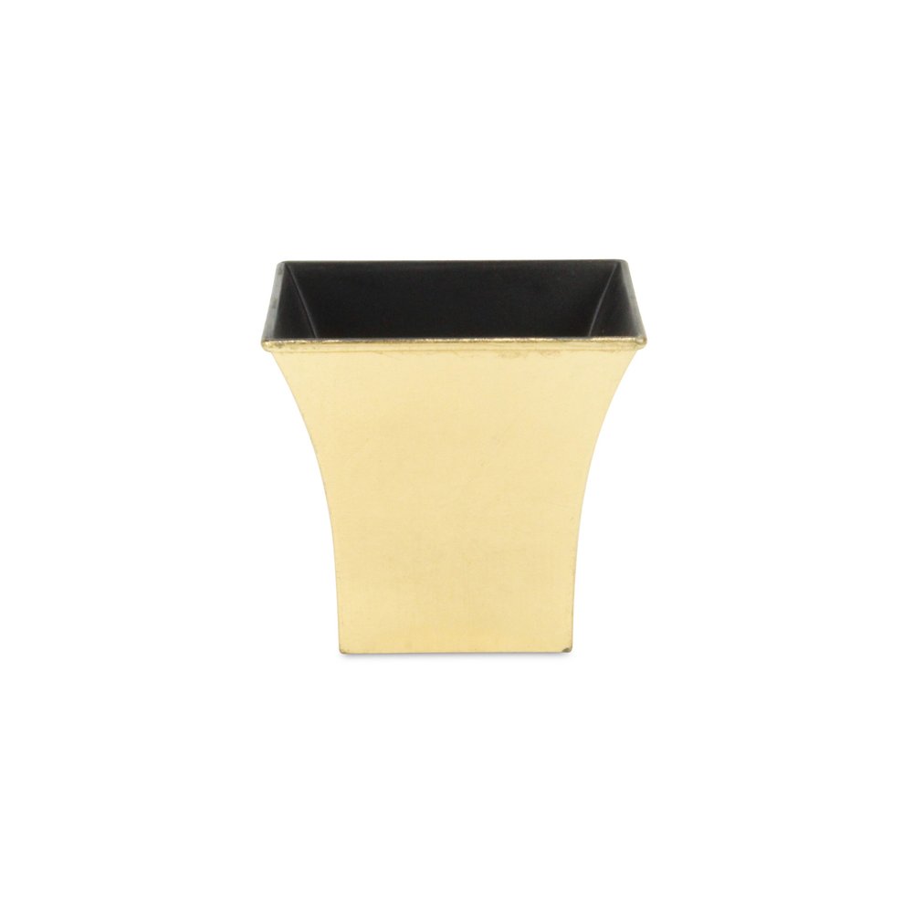 5" Gold Recycled Plastic Indoor Outdoor Square Pot Planter. Outdoor planter isolated on a plain white background, showing a plastic surface.