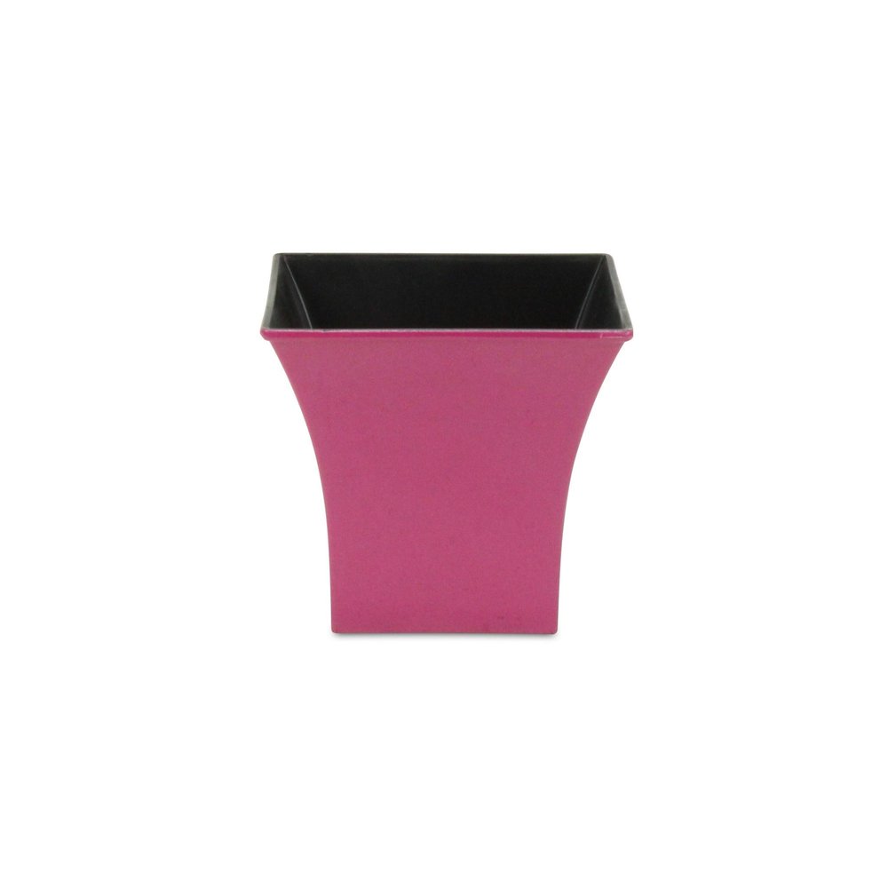 5" Hot Pink Recycled Plastic Indoor Outdoor Square Pot Planter. Outdoor planter isolated on a plain white background, in a pink plastic finish.