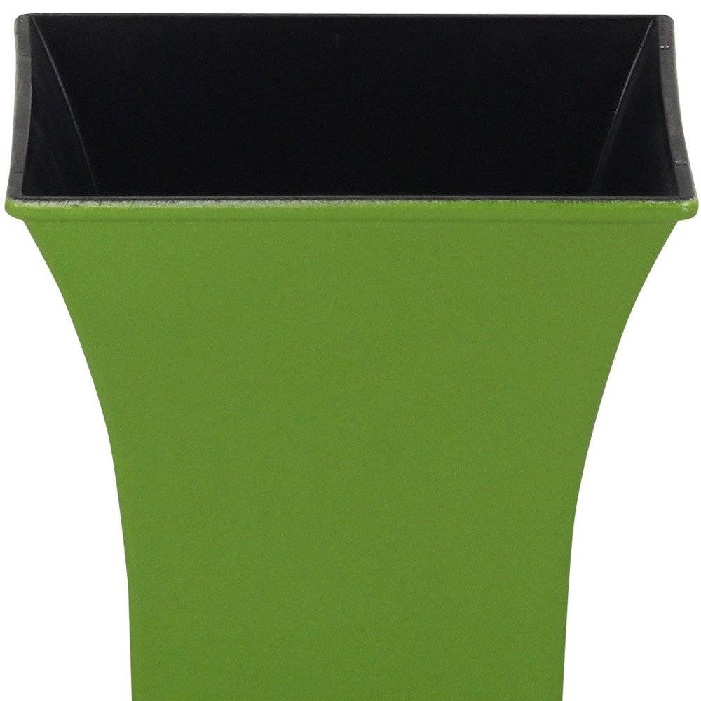5" Lime Green Recycled Plastic Indoor Outdoor Square Pot Planter. Outdoor planter isolated on a plain white background, in a green plastic finish.