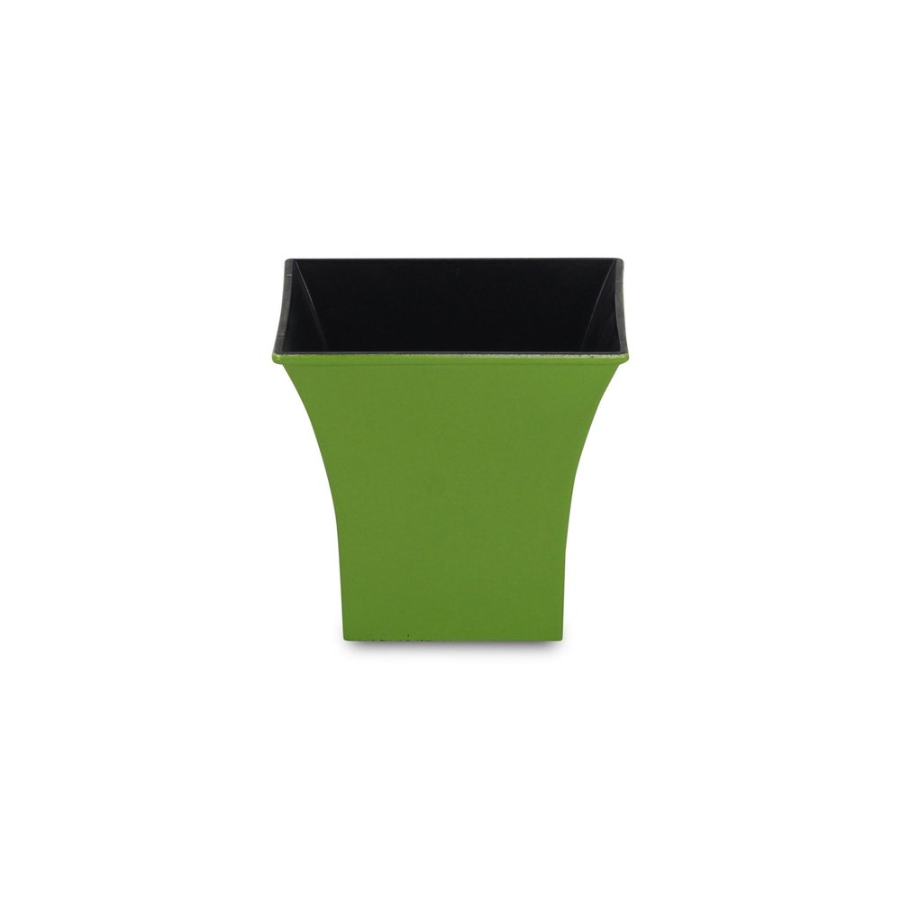 5" Lime Green Recycled Plastic Indoor Outdoor Square Pot Planter. Outdoor planter isolated on a plain white background, in a green plastic finish.