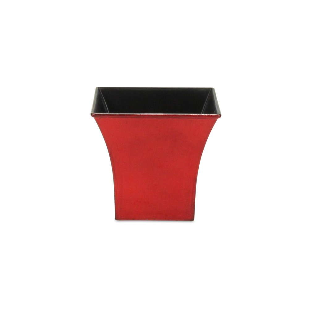 5" Red Recycled Plastic Indoor Outdoor Square Pot Planter. Outdoor planter isolated on a plain white background, finished in red plastic.