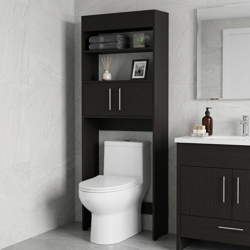 25" Black Wood Freestanding Single Door Bathroom Vanity