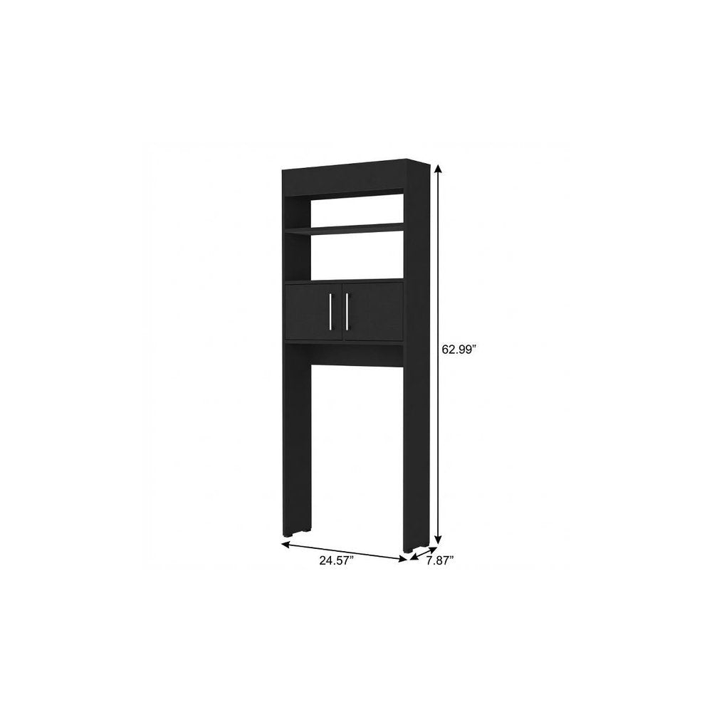 25" Black Wood Freestanding Single Door Bathroom Vanity. Bathroom vanity isolated on a plain white background, in a black wood finish.