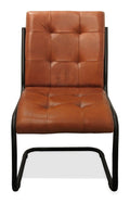 Tufted Cinnamon and Black Upholstered Leather Dining Side Chair on a white background