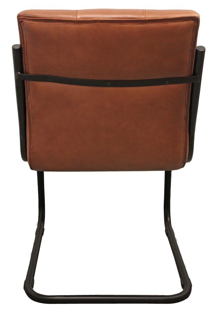 Tufted Cinnamon and Black Upholstered Leather Dining Side Chair on a white background