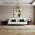 89" White Sofa And Toss Pillows With Silver Legs