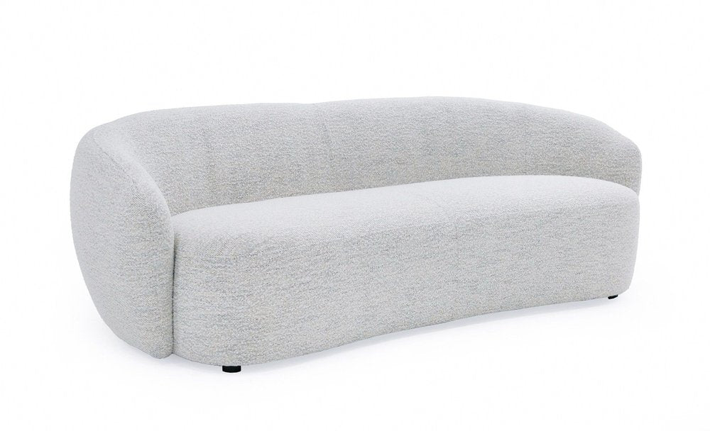 90" Off White Fabric Sofa With Black Legs on a white background