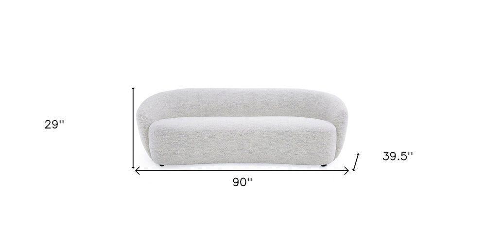 90" Off White Fabric Sofa With Black Legs on a white background