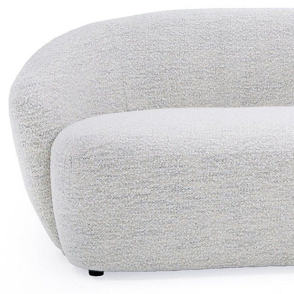 90" Off White Fabric Sofa With Black Legs on a white background