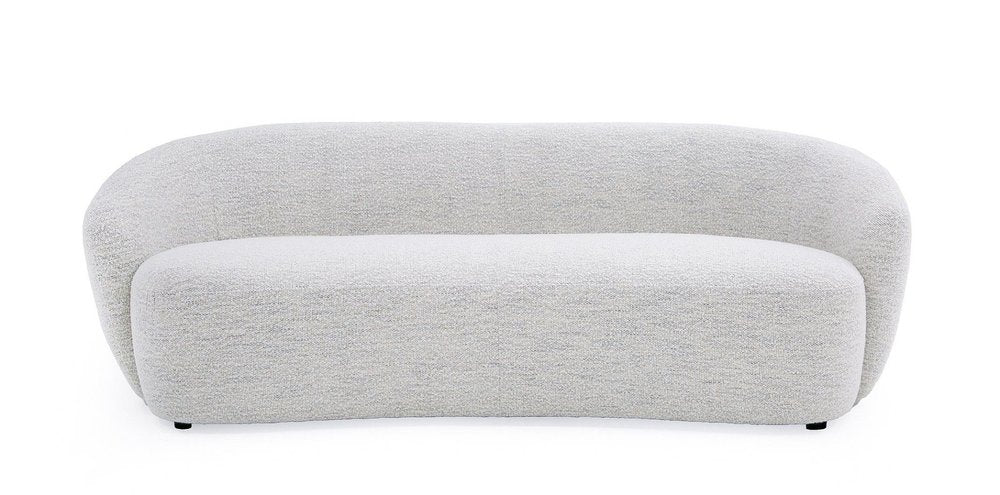 90" Off White Fabric Sofa With Black Legs on a white background
