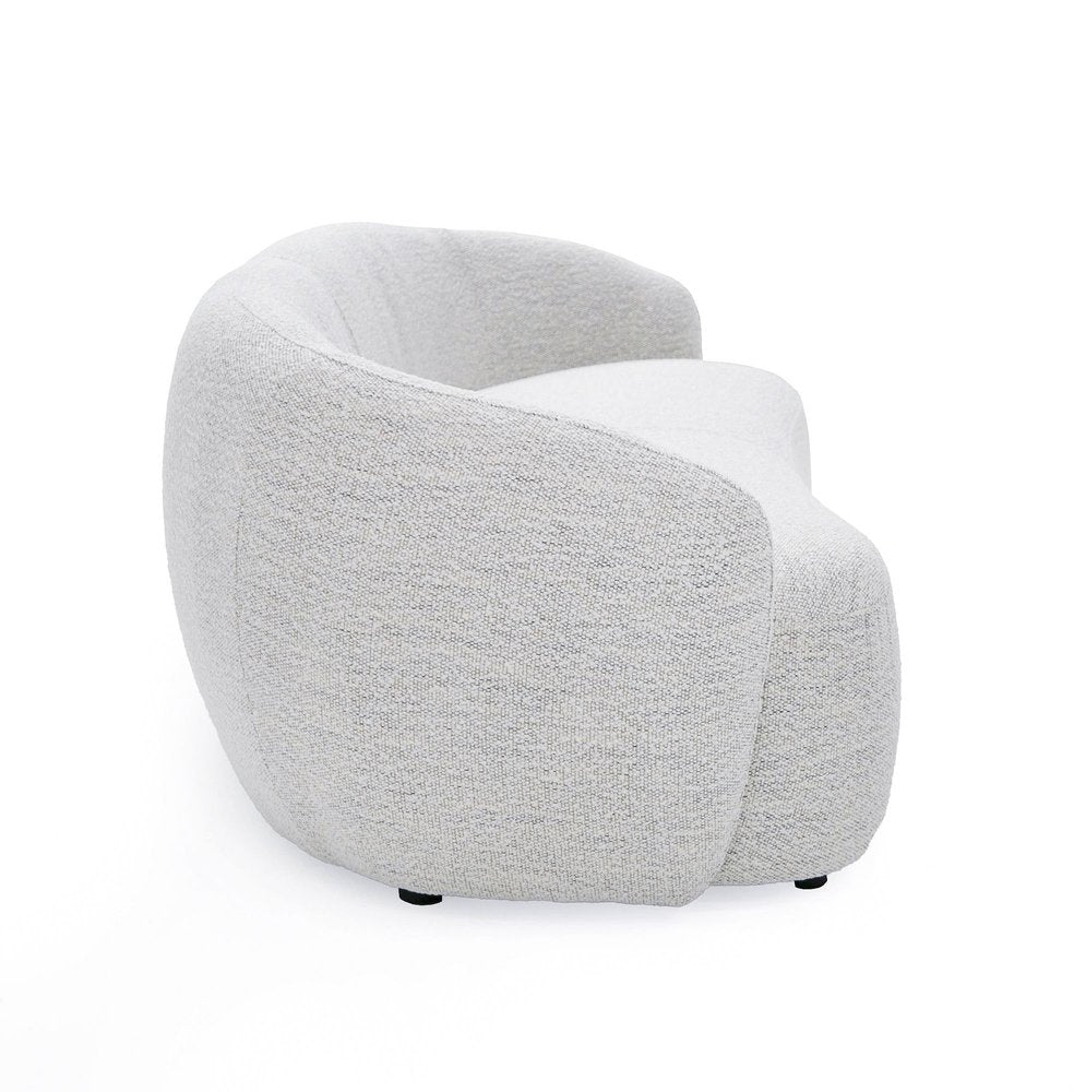 90" Off White Fabric Sofa With Black Legs on a white background