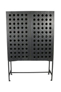 48" Dark Gray Solid Wood and Metal Holey Two Door Accent Chest