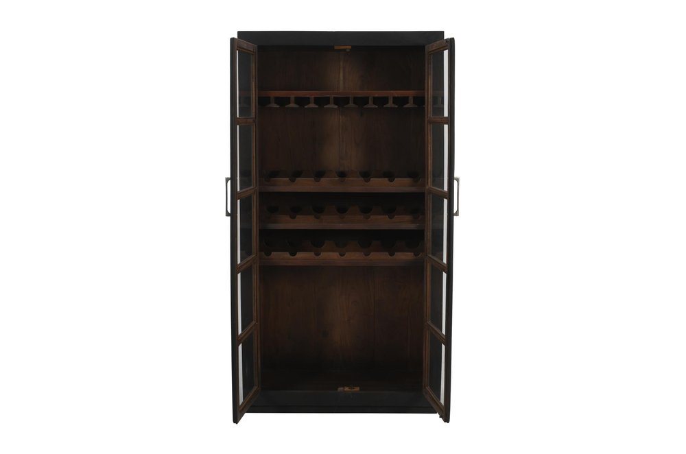 80" Dark Gray Distressed Solid Wood Bar Cabinet With Two Doors