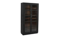 80" Dark Gray Distressed Solid Wood Bar Cabinet With Two Doors