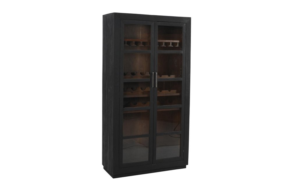 80" Dark Gray Distressed Solid Wood Bar Cabinet With Two Doors on a white background