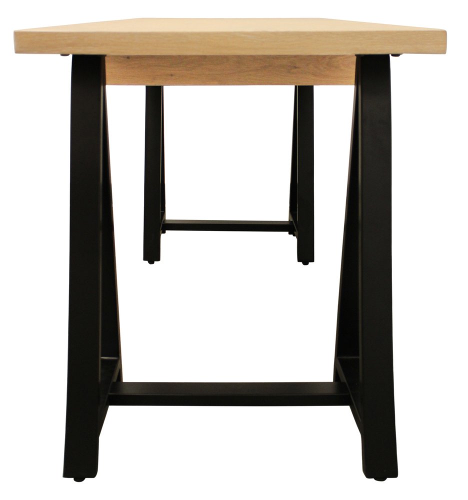 60" Ivory and Black Solid Wood Executive Desk. Desk isolated on a plain white background, finished in black wood.