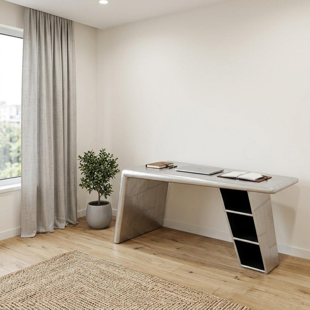 60" Silver Aluminum Writing Desk