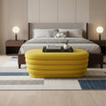 44" Yellow Velvet Tufted Oval Ottoman