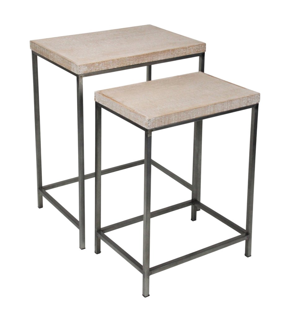 Set of Two 25" Black And Brown Solid Wood Nested Tables - 25.25" H x 18" W x 13.25" D