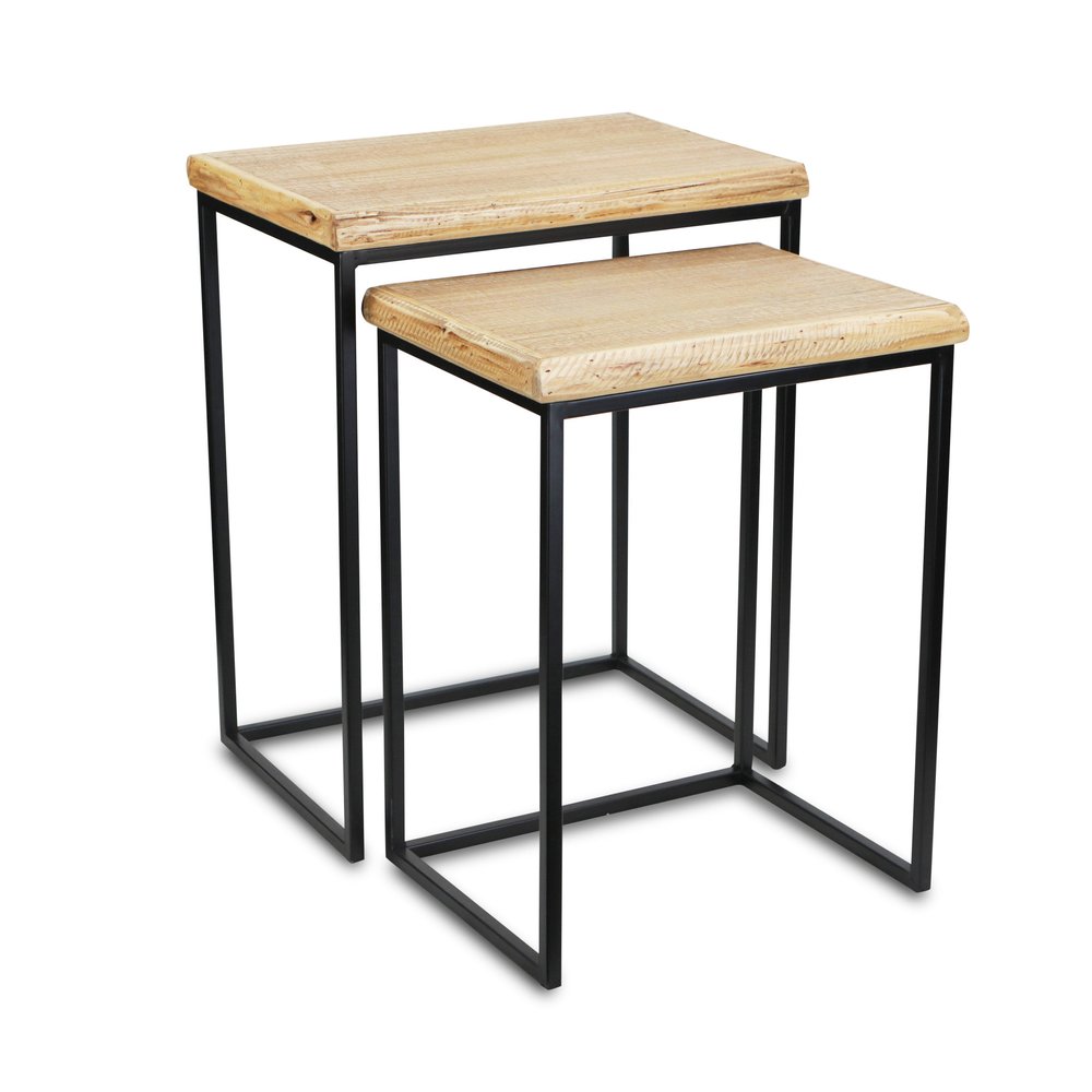 Set of Two 25" Black And Brown Solid Wood Nested Tables - 24.75" H x 19.75" W x 13.75" D