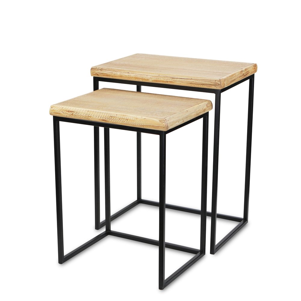 Set of Two 25" Black And Brown Solid Wood Nested Tables - 24.75" H x 19.75" W x 13.75" D