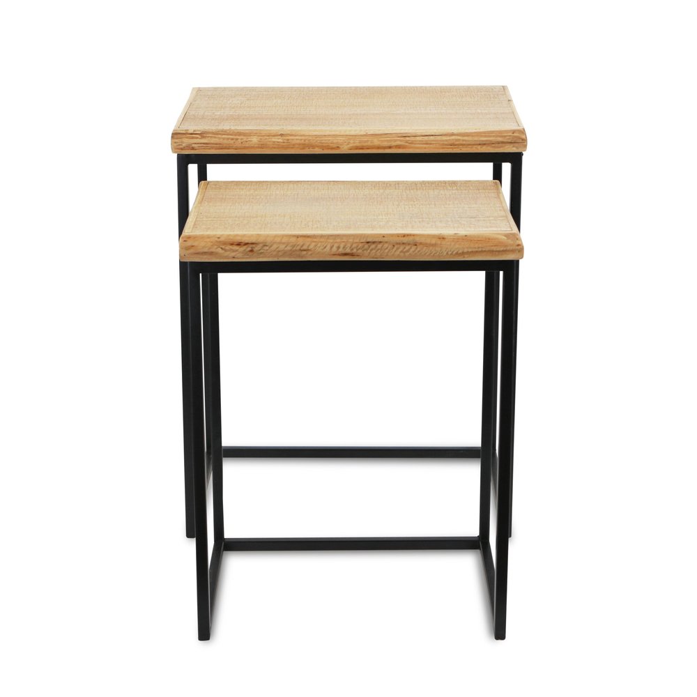 Set of Two 25" Black And Brown Solid Wood Nested Tables - 24.75" H x 19.75" W x 13.75" D