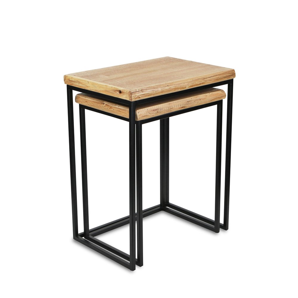 Set of Two 25" Black And Brown Solid Wood Nested Tables - 24.75" H x 19.75" W x 13.75" D