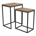 Set of Two 24" Black And Brown Solid Wood Nested Tables on a white background
