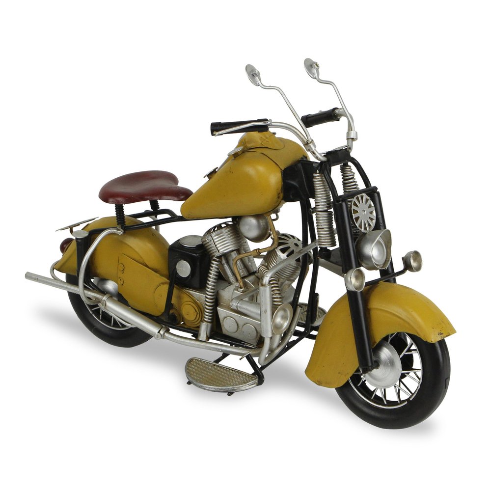 8" Yellow And Black Metal Hand Painted Motorcycle Model Motorcycle