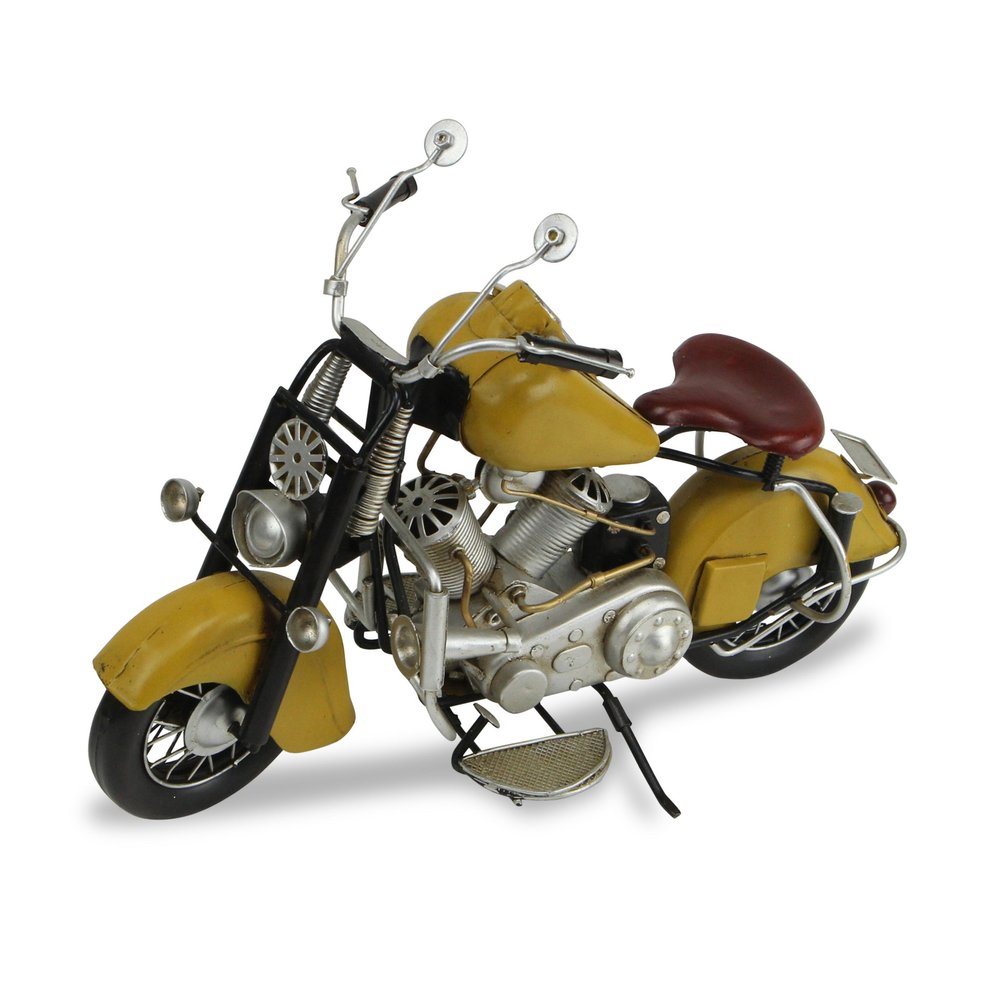 8" Yellow And Black Metal Hand Painted Motorcycle Model Motorcycle
