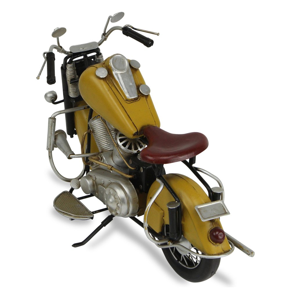 8" Yellow And Black Metal Hand Painted Motorcycle Model Motorcycle